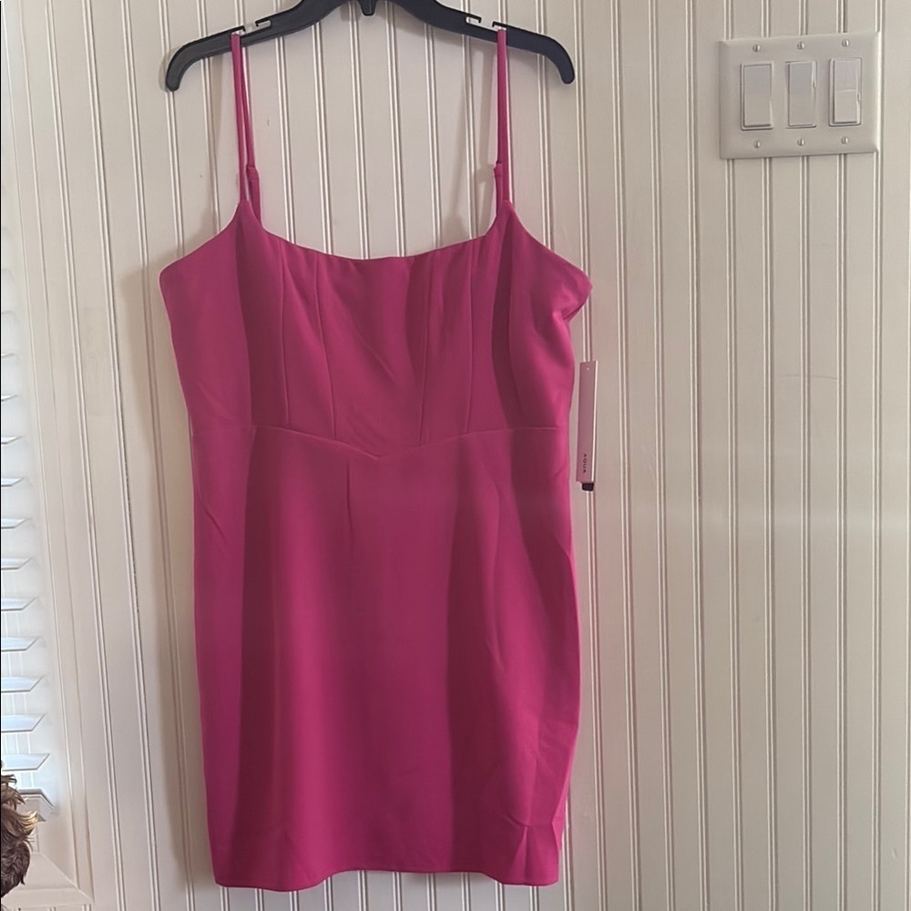 Aqua Vibrant Pink Spaghetti Strap Dress